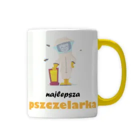 kubek-z-nadrukiem-zolty-najlepsza-pszczelarka