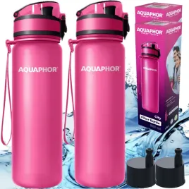zestaw-butelka-na-wode-wklad-filtrujacy-aquaphor-city-rozowa-05l-2-szt