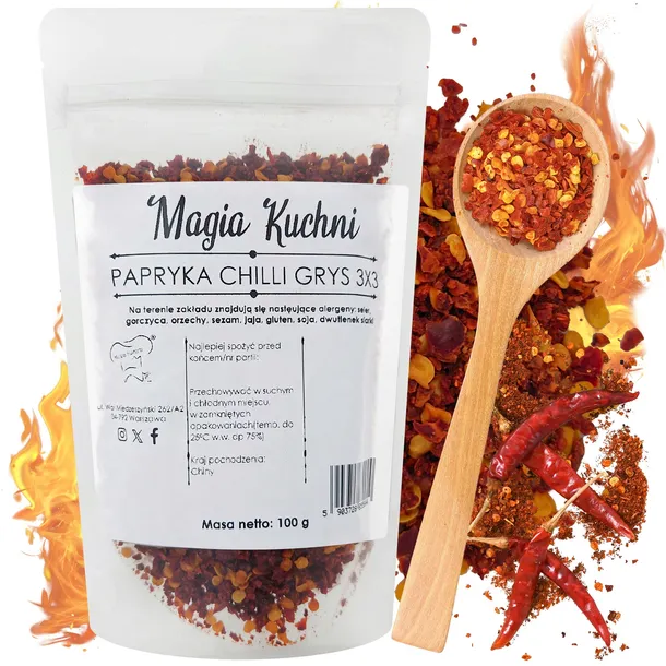 CHILLI GRYS 100g PŁATKI papryka CHILI ostra