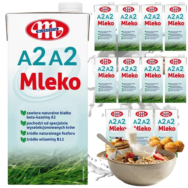 MLEKO PIERWOTNE A2A2 MLEKOVITA 1L BETA-KAZEINA A2 WAPŃ ZGRZEWKA ZESTAW 12x