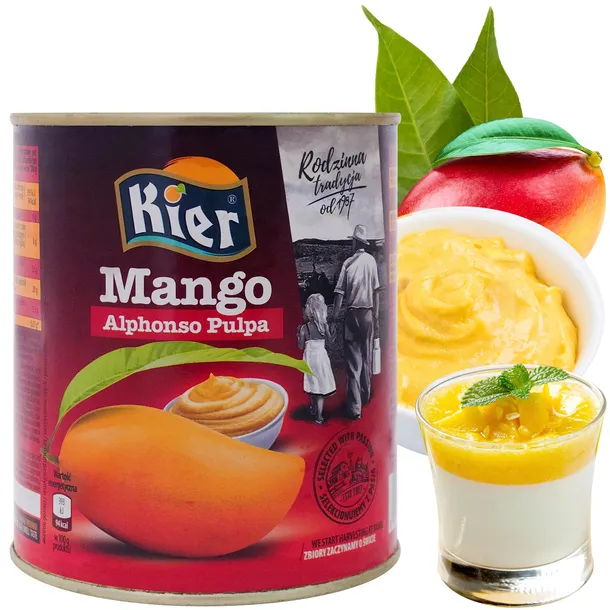MANGO PULPA KIER ALPHONSO 850g AROMATYCZNA SŁODYCZ Z INDII
