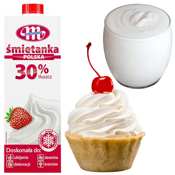 Śmietanka 30% POLSKA UHT Mlekovita 1L idealna do kawy, sosów i deserów