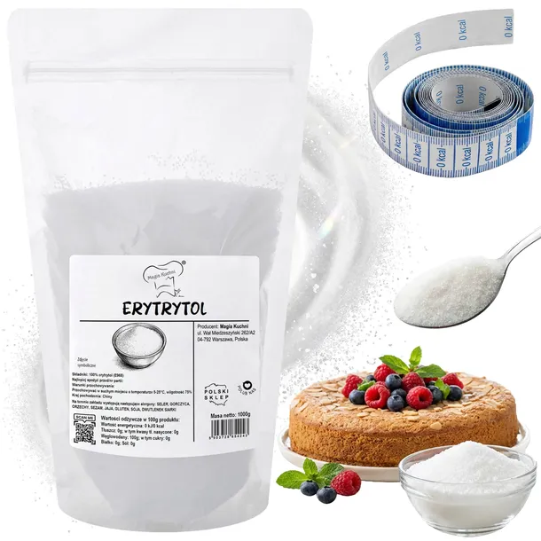 Erytrytol 1kg słodzik NATURALNY 0 kalorii NISKOKALORYCZNY cukier ERYTROL