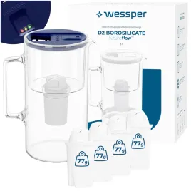 dzbanek-filtrujacy-szklany-wessper-d2-borosilicate-3l-led-5x-filtr-wody