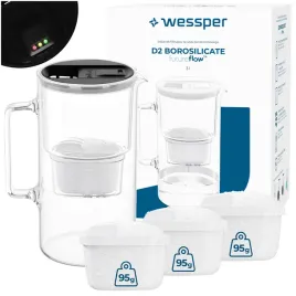 szklany-dzbanek-filtrujacy-wessper-d2-borosilicate-3l-futureflow-4x-filtr