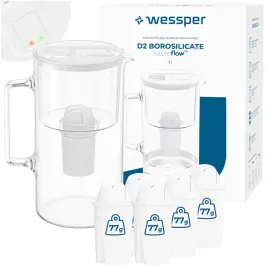 dzbanek-filtrujacy-szklany-wessper-d2-borosilicate-ff-3l-bialy-6x-filtr