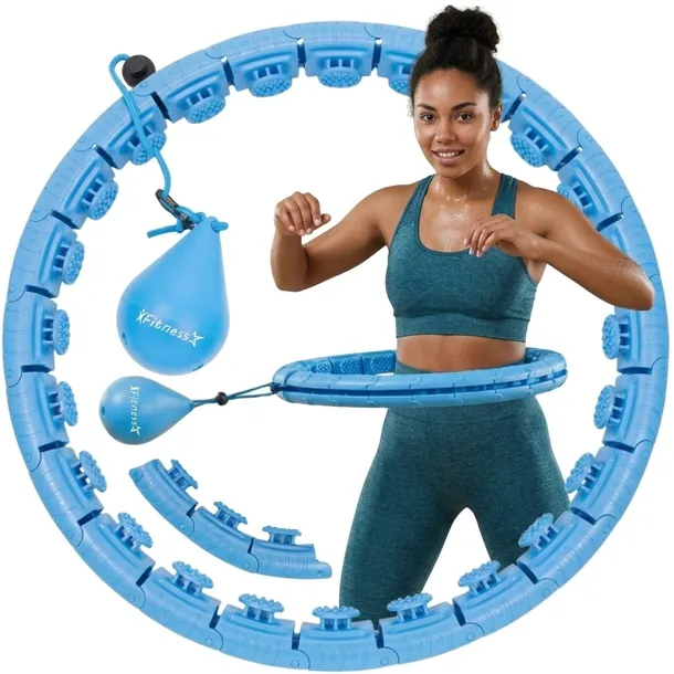 Hula Hop z obciążeniem Fitness-Star regulowane wypustki niebieskie 45 cm
