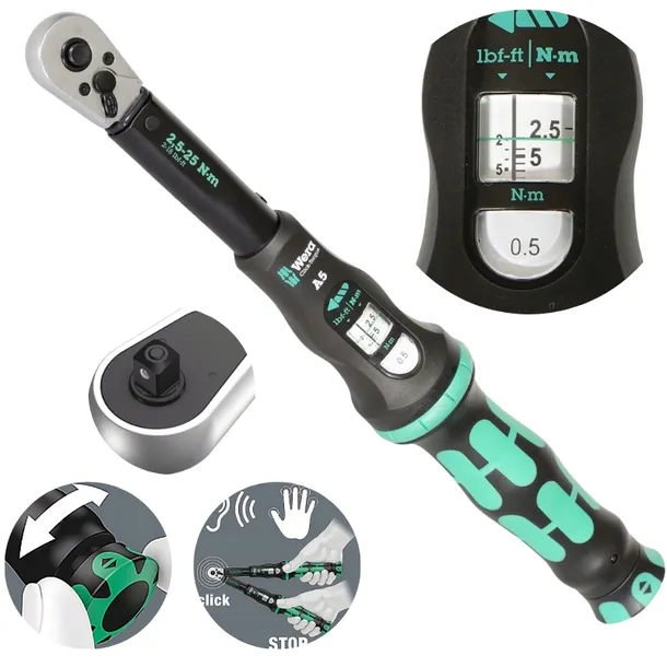 Wera Click-Torque A 5 Klucz, Czarny/Zielony, 1/4"