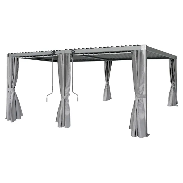 Pergola multiklimatyczna 3x6m z zasłonami regulowany stalowy dach 18mkw