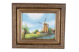 pejzaz-z-wiatrakiem-w-zlotej-ramie-obraz-34-x-39-cm