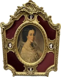 obraz-damy-kameliowa-barokowa-rama-zloto-bordo