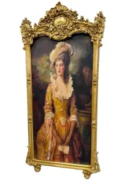 portret-arystokratki-zlota-rama-dama-w-kapeluszu