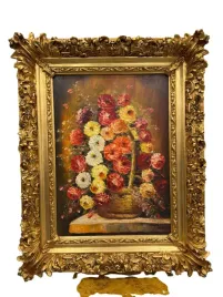 kwiaty-w-koszu-obraz-w-zlotej-ramie-100-x-78-cm