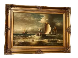 obraz-zlota-rama-82-x-112-cm-statki-na-morzu
