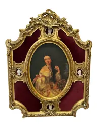 obraz-dworska-dama-barokowa-rama-zloto-bordo