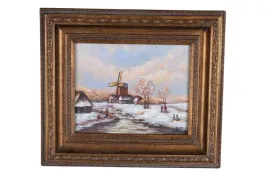 obraz-stary-mlyn-w-zlotej-ramie-obraz-34-x-39-cm