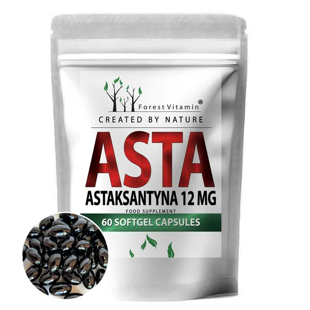 NATURALNA ASTAKSANTYNA 12MG 60 KAPS SILNY ANTYOKSYDANT WSPARCIE SKÓRY OCZU
