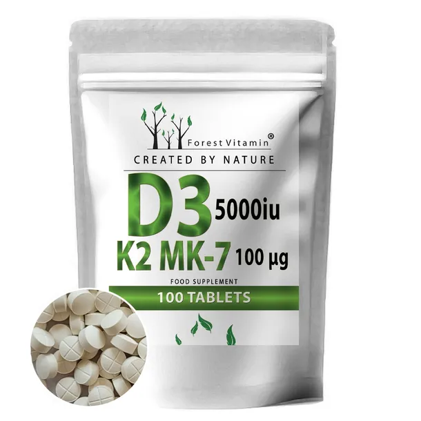WITAMINA D3 5000iu +K2 MK-7 100mcg 100tabs ODPORNOŚĆ MOCNE STAWY KOŚCI