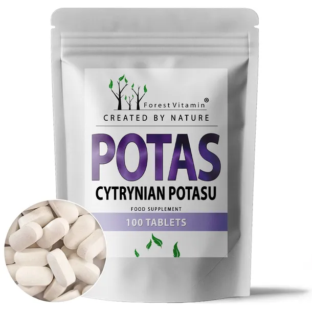 Potas 100tabs CYTRYNIAN POTASU POTASSIUM KRĄŻENIE REGULUJE CIŚNIENIE SERCE