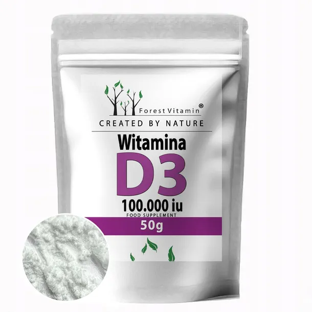 FOREST WITAMINA D3 100000iu CHOLEKALCYFEROL W PROSZKU 50g CZYSTA