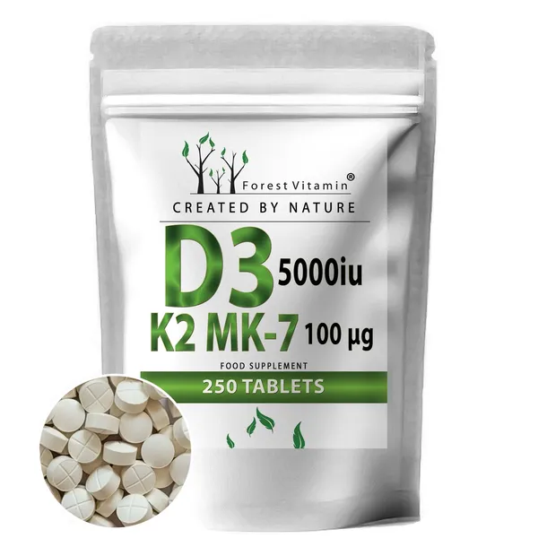 WITAMINA D3 5000 iu K2 MK-7 100 mcg 250tabs MOCNE STAWY KOŚCI ODPORNOŚĆ