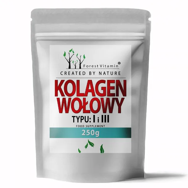 KOLAGEN WOŁOWY HYDROLIZOWANY 250G TYP 1 I 3 WYSOKA JAKOŚĆ PREMIUM CZYSTY