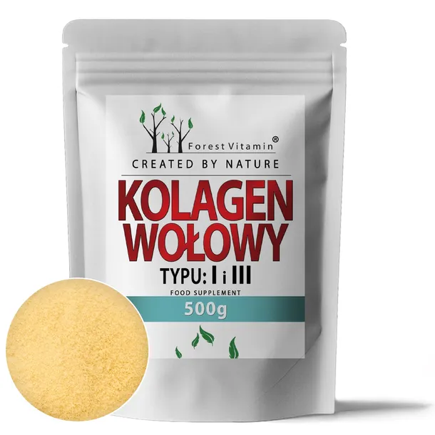 FOREST VITAMIN HYDROLIZOWANY KOLAGEN WOŁOWY TYP I I III 500G SKÓRA WŁOSY