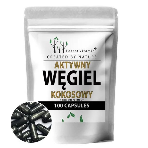 WĘGIEL KOKOSOWY AKTYWNY 100 kap TRAWIENIE AKTYWOWANY JELITA ZATRUCIE CZYSTY