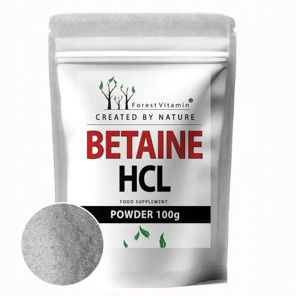 CZYSTA BETAINA HCL CHLOROWODOREK TRAWIENIE 100g PRZYSWAJALNA 100 PORCJI
