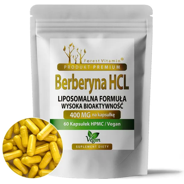BERBERYNA HCL LIPOSOMALNA 400MG 60KAP MOCNA FORMUŁA PREMIUM REGULUJE CUKIER