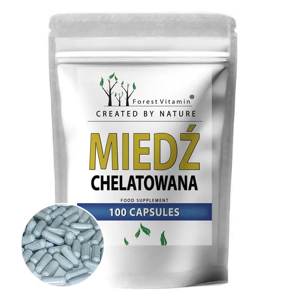MIEDŹ CHELATOWANA GLICYNIAN MIEDZI PRZYSWAJALNA 100 kaps ODPORNOŚĆ KOŚCI
