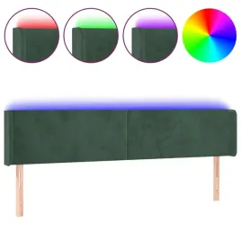 zaglowek-do-lozka-z-led-ciemnozielony-203x16x78-88cm-aksamit