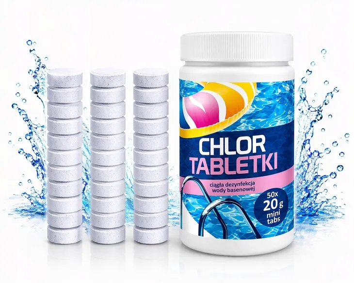 Chlor Tabletki 20g 1kg do Basenu Długie Działanie Czysta Woda