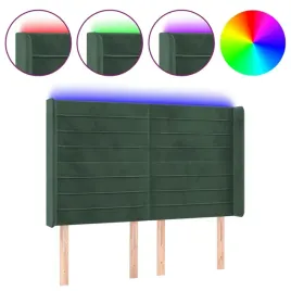 zaglowek-do-lozka-z-led-ciemnozielony-147x16x118-128cm-aksamit