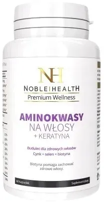 Aminokwasy na włosy + keratyna 60 kaps. Cynk Zdrowa skóra Noble Health