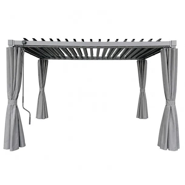 Pergola multiklimatyczna 3x3 z zasłonami z regulowanym stalowym dachem 9mkw