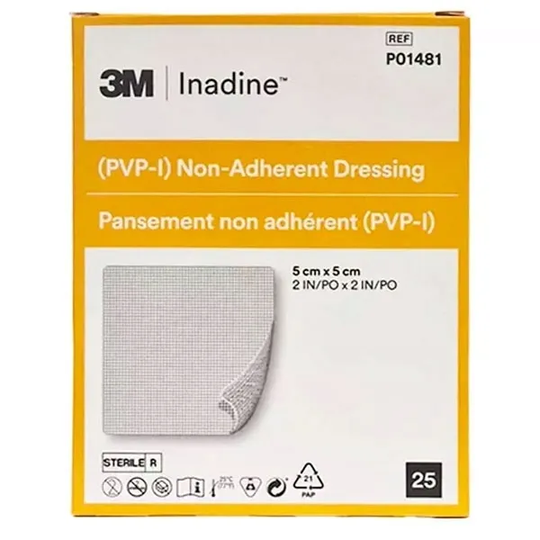 INADINE opatrunek bakteriobójczy z Jodyną 5x5cm nie przywiera do rany 25szt