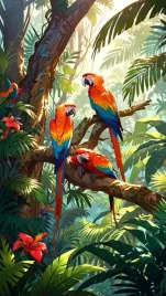 plakat-papugi-dzungla-amazonka-ptak-widok-100x70-cm-8