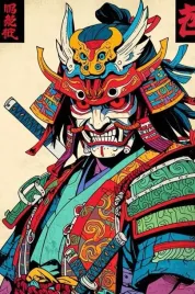 plakat-samuraj-wojownik-japonia-katana-abstrakcja-akwarela-100x70-cm-11