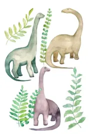 plakat-dinozaury-akwarela-retro-vintage-50x40-cm