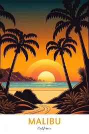 plakat-malibu-california-vintage-retro-50x40-cm