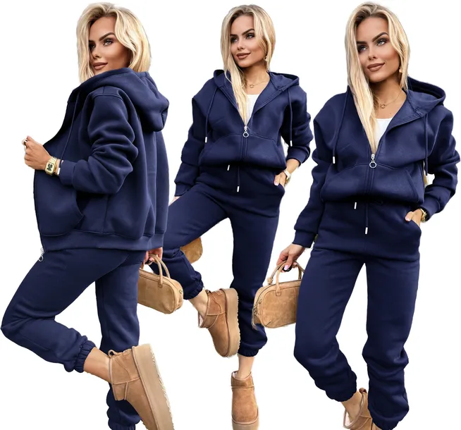 Bawełniany KOMPLET dresowy damski DRES spodnie + rozpinana bluza XL MARCELA