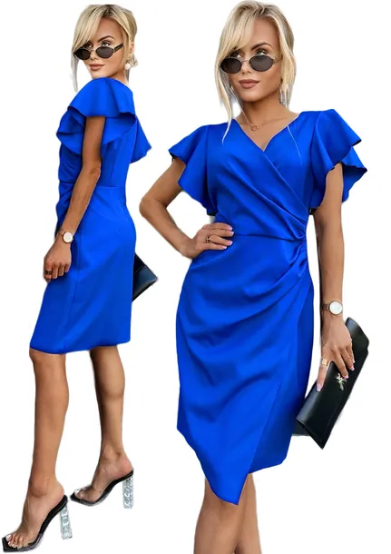 Elegancka wizytowa SUKIENKA DAMSKA kopertowa PRODUKT POLSKI wesele L ANIKA