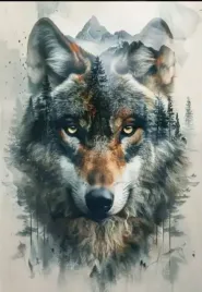 plakat-wilk-las-drzewa-abstrakcja-akwarela-100x70-cm-11