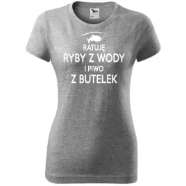damska-koszulka-z-nadrukiem-ratuje-ryby-z-wody-i-piwo-z-butelek-dla-wedkark