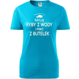 damska-koszulka-z-nadrukiem-ratuje-ryby-z-wody-i-piwo-z-butelek-dla-wedkark