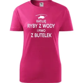 damska-koszulka-z-nadrukiem-ratuje-ryby-z-wody-i-piwo-z-butelek-dla-wedkark
