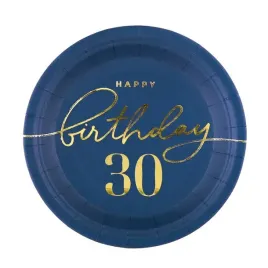 talerzyki-happy-birthday-30-130421-granatowe-6-sztuk-18-cm-urodzinowe