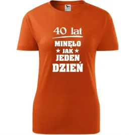 damska-koszulka-z-nadrukiem-40-lat-minelo-jak-jeden-dzien-prezent-urodziny