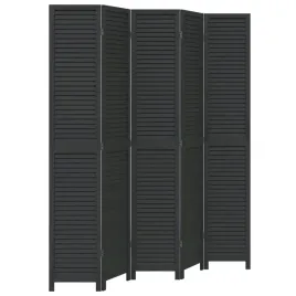 parawan-pokojowy-5-panelowy-czarny-lite-drewno